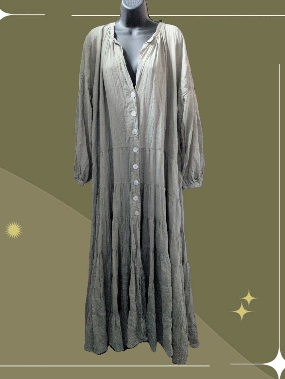 ✨ Erika Pena Ella Bohemian Maxi Dress In Light Sage Osfm